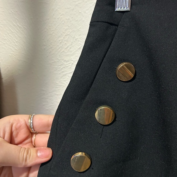 Zara Black High Waist Shorts with Gold Buttons - Picture 3 of 5